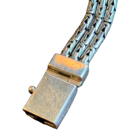 Chunky Sterling Silver Multi Byzantine Chain Bracelet Heavy 925 Silver Bali - Picture 6 of 9